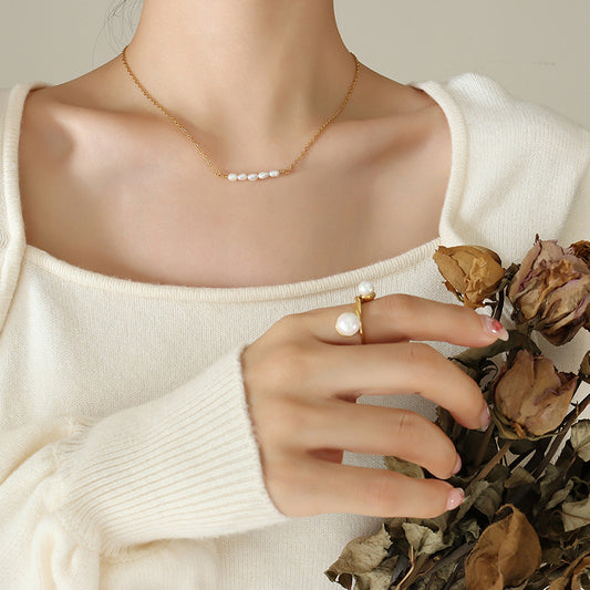 Minimal Freshwater Pearl Bar Necklace for Women | Elegant Pearl Necklace