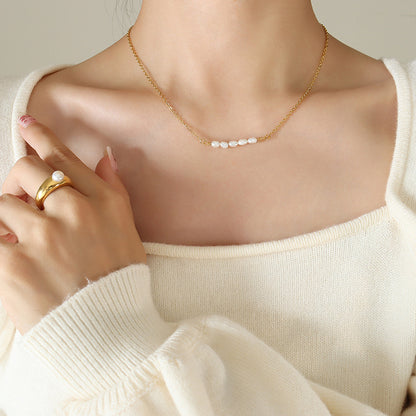 Minimal Freshwater Pearl Bar Necklace for Women | Elegant Pearl Necklace