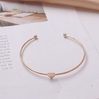 Minimal Heart Cuff Bracelet | Elegant Love Bracelet for Women