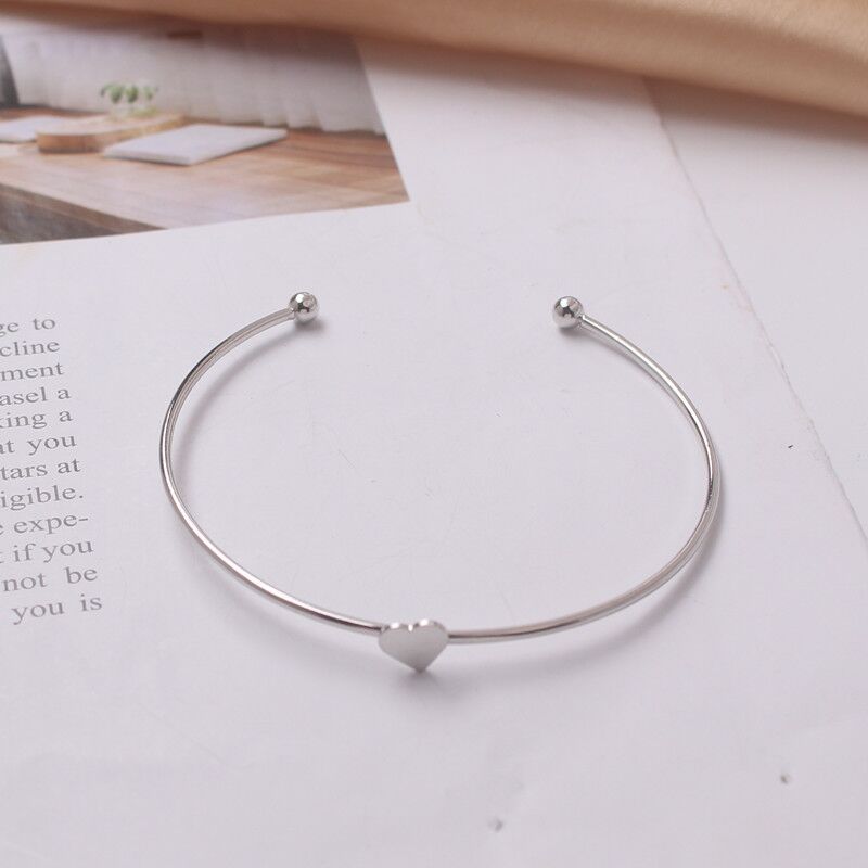 Minimal Heart Cuff Bracelet | Elegant Love Bracelet for Women