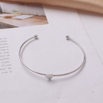 Minimal Heart Cuff Bracelet | Elegant Love Bracelet for Women