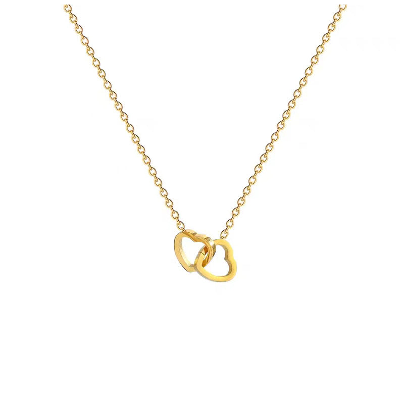 Double Interlocking Heart Necklace for Women | Minimal Love Jewelry