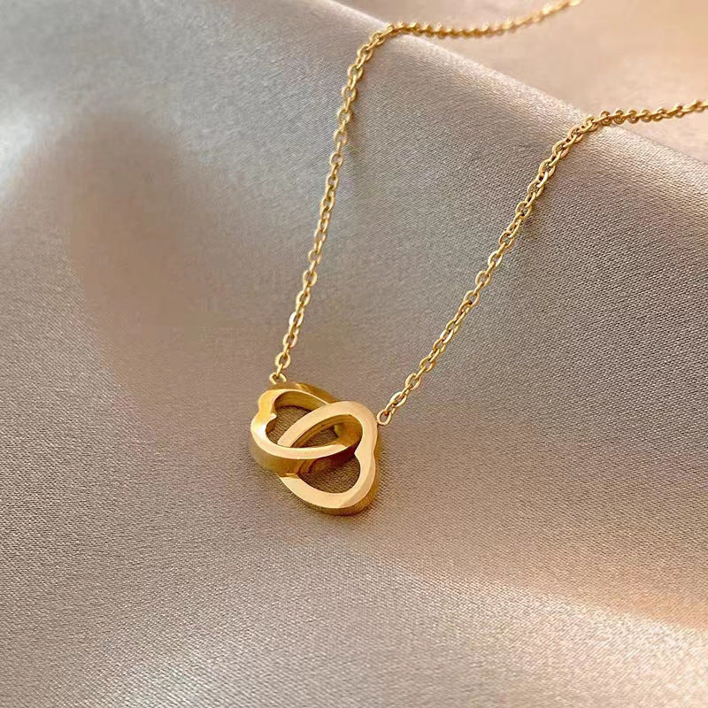 Double Interlocking Heart Necklace for Women | Minimal Love Jewelry