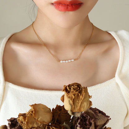 Minimal Freshwater Pearl Bar Necklace for Women | Elegant Pearl Necklace